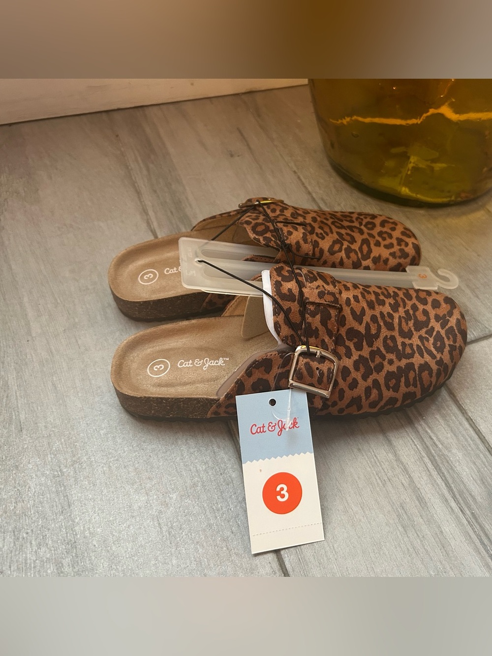 Cat & Jack Leopard-Print big girls Buckle Slip-On Mules - Brown